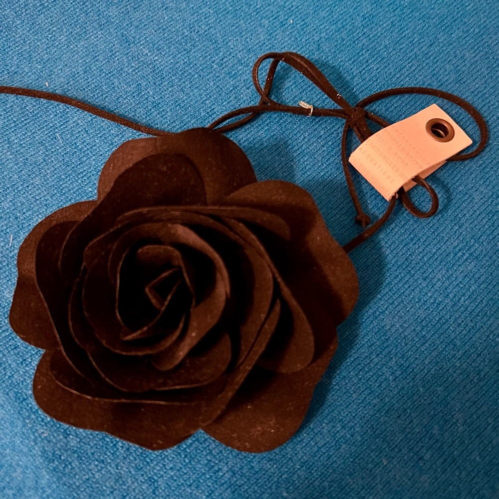 NWT Anthropologie Black Floral Choker Necklace